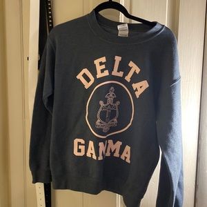DELTA GAMMA Creat Gray and Pink Crewneck Sweatshirt